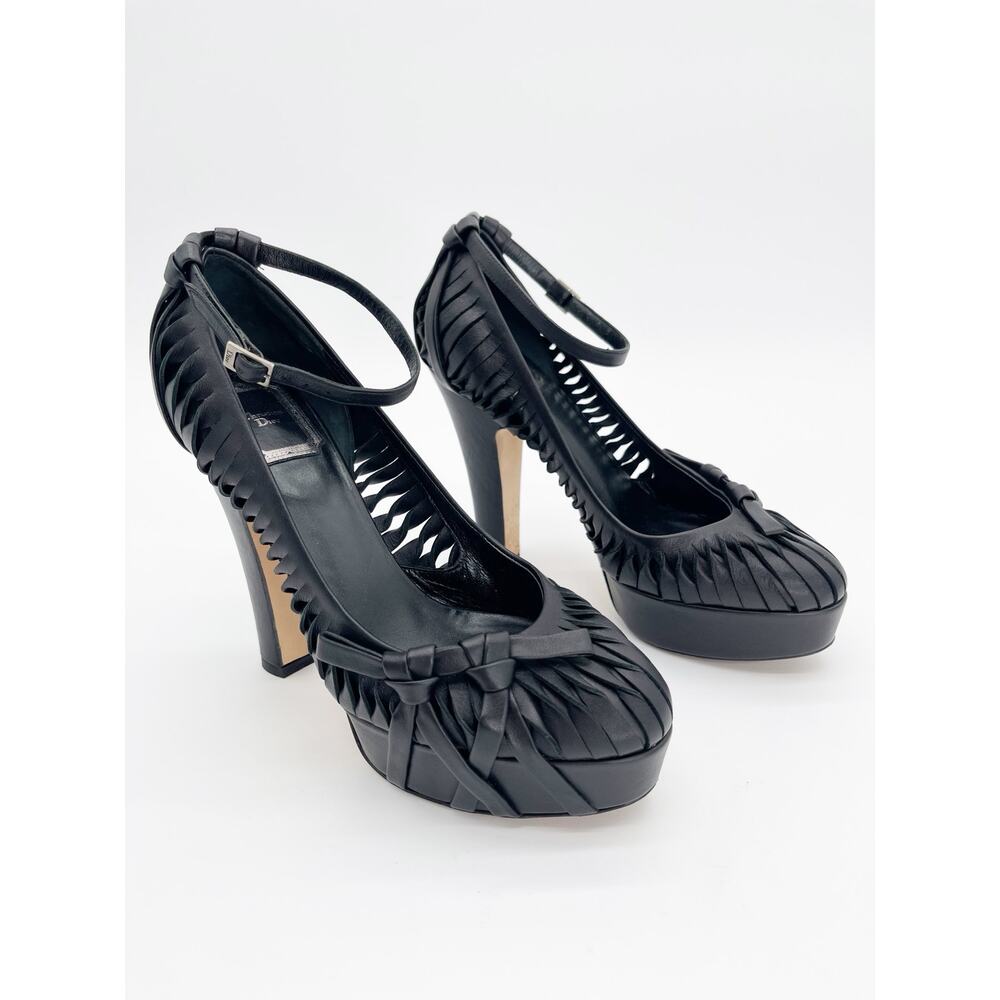 Christian Dior Galliano Fall 2007 Black Ankle Strap Bow Platform Heels EU 36.5 - Picture 3 of 14